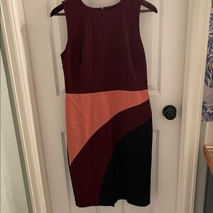 Ann Taylor Burgundy and Coral Midi Dress